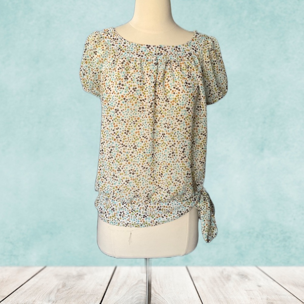 Side Tie Dot Blouse